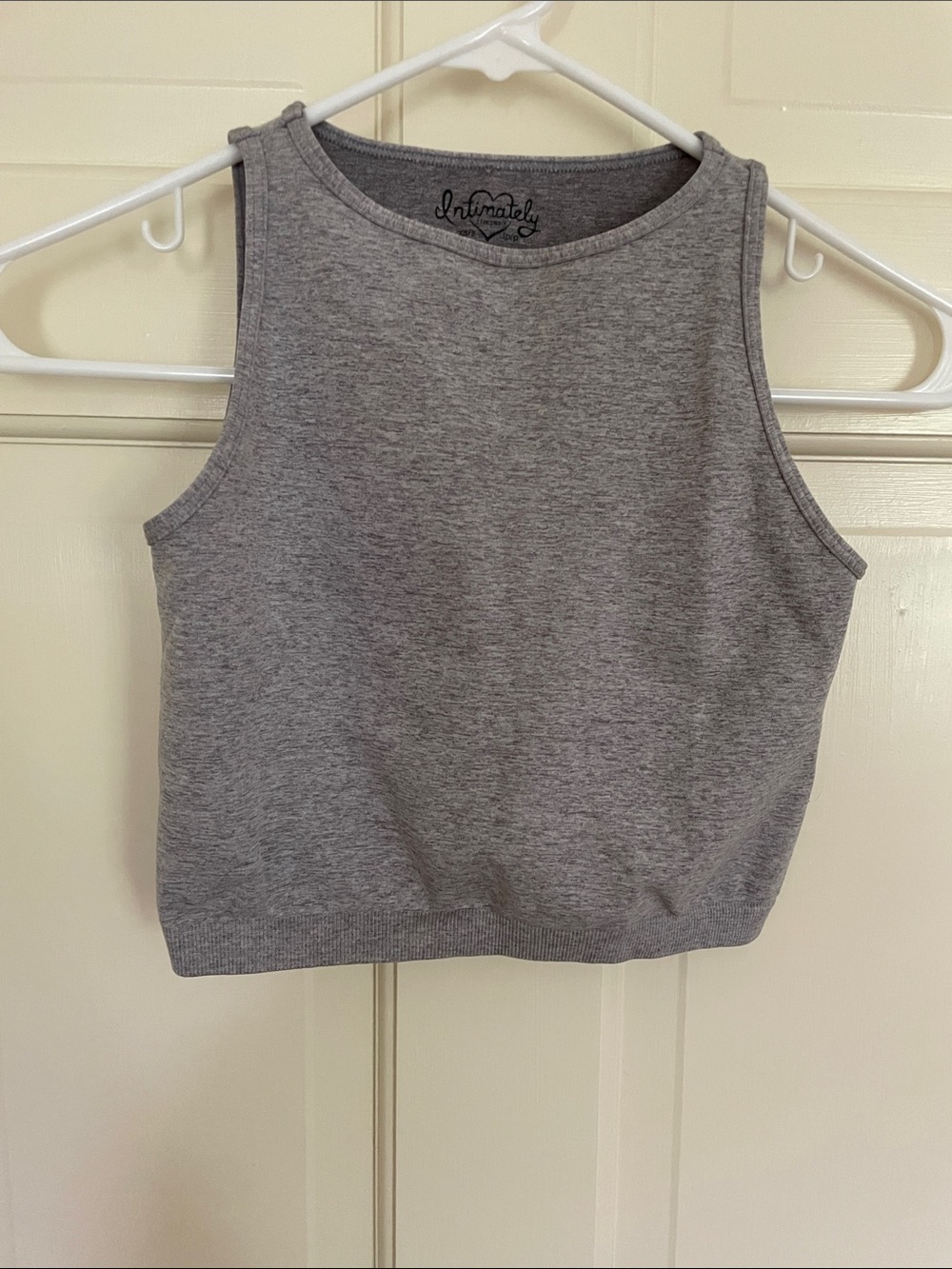 Intimately Gray Ribbed Hem Cropped Tank